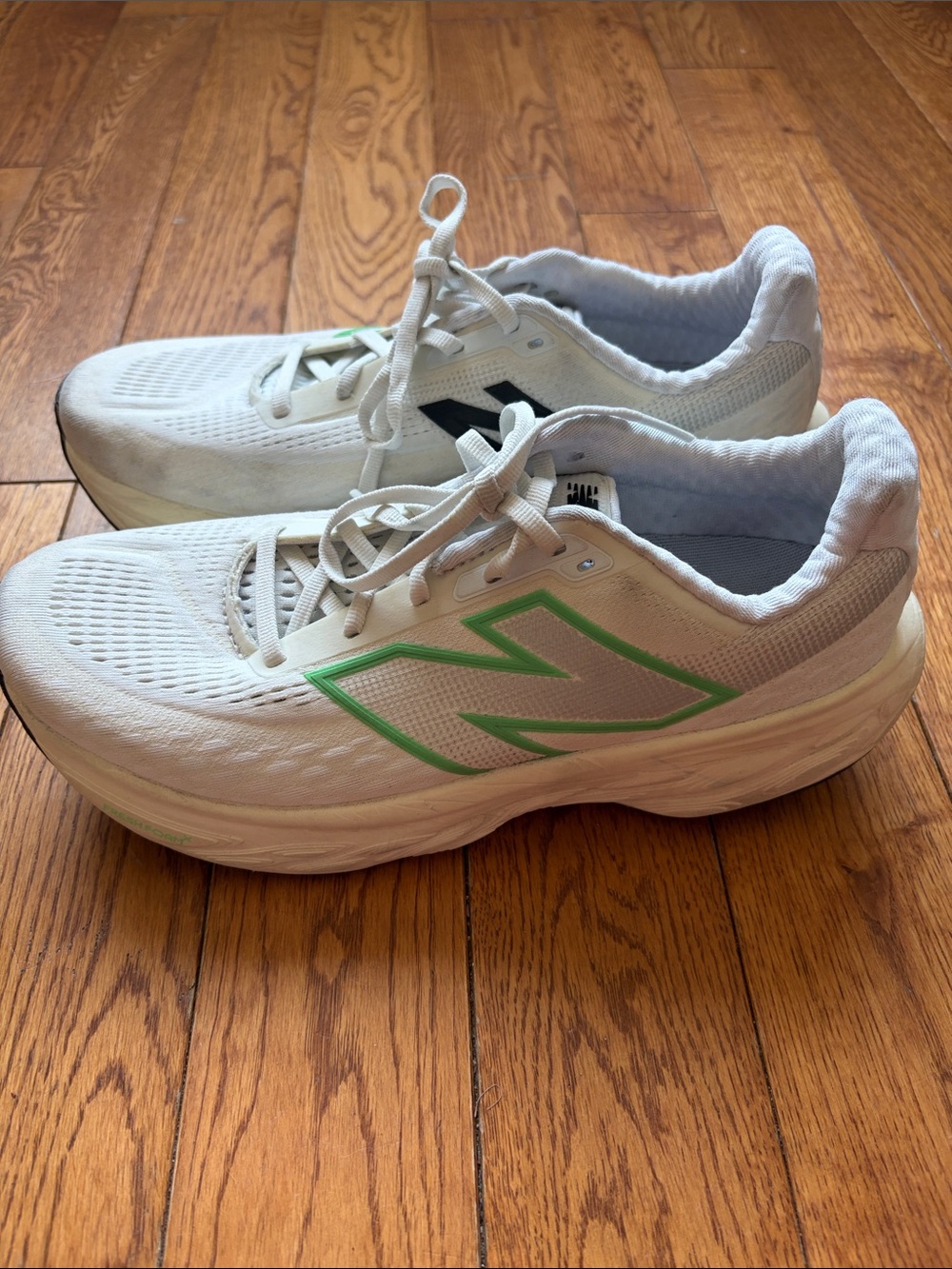 New Balance 1080 White Sneakers with Lime Green Accent